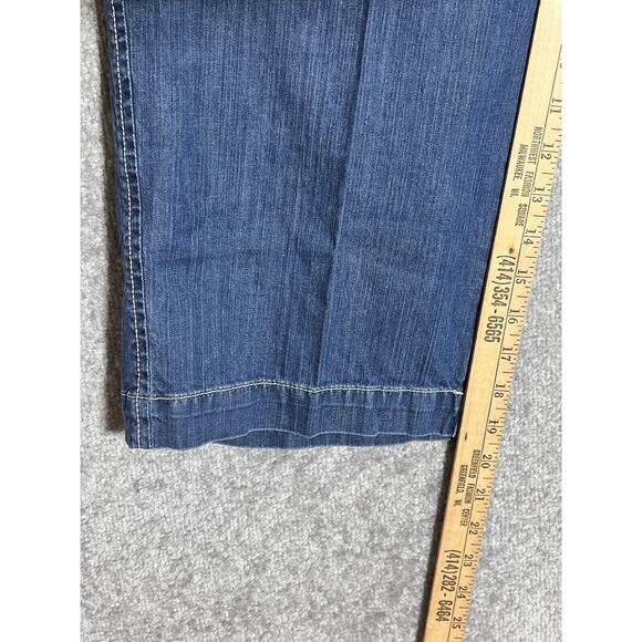 Eddie Bauer Capri Jeans Womens Size 14 Blue Denim Trouser Style Pockets Stretch - Picture 6 of 7